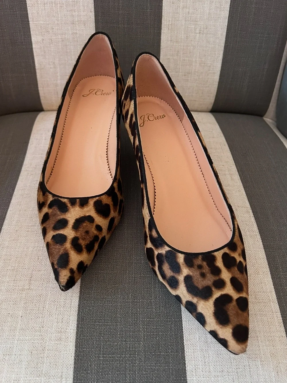 J. Crew Sophia Kitten Heels in Leopard Calf Hair